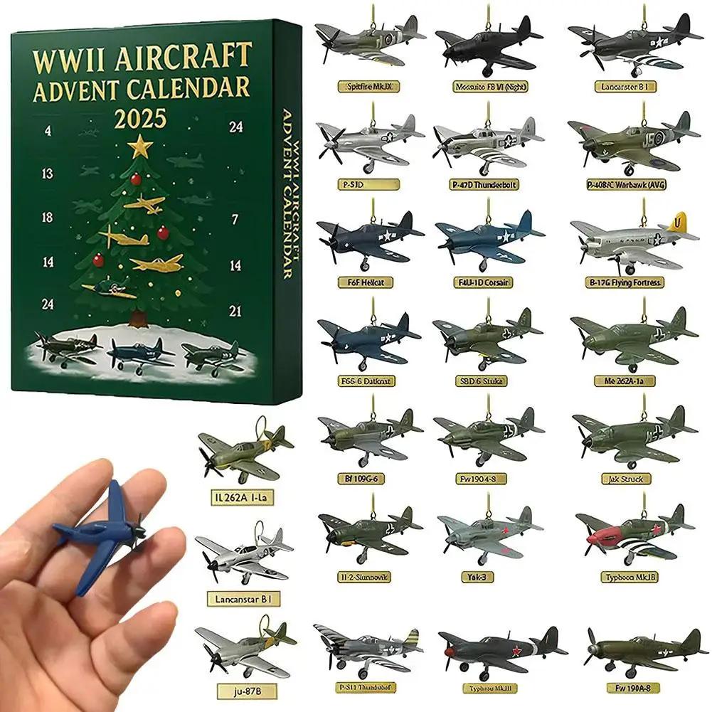 

2025 Halloween Advent Calendar Christmas Countdown Calendar Aircraft Wwii Advent 3D Calendar With Box Surprise Pendant Deco F5Z0