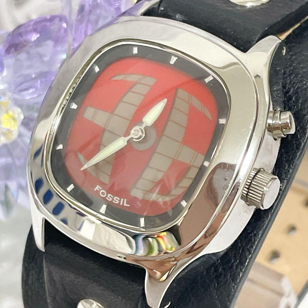 Used [Rare] FOSSIL BIG TIC JR-8292 Ana-Digi Red Dial Box