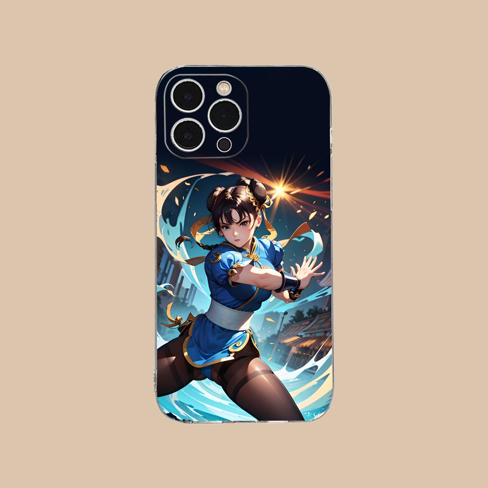 Custodia per Telefono Street Fighter Chunli per iPhone 17 16 15 14 13 12 11 X XR XS Air Pro Max Plus Mini Trasparente Colorata Copertura Cover Lusso