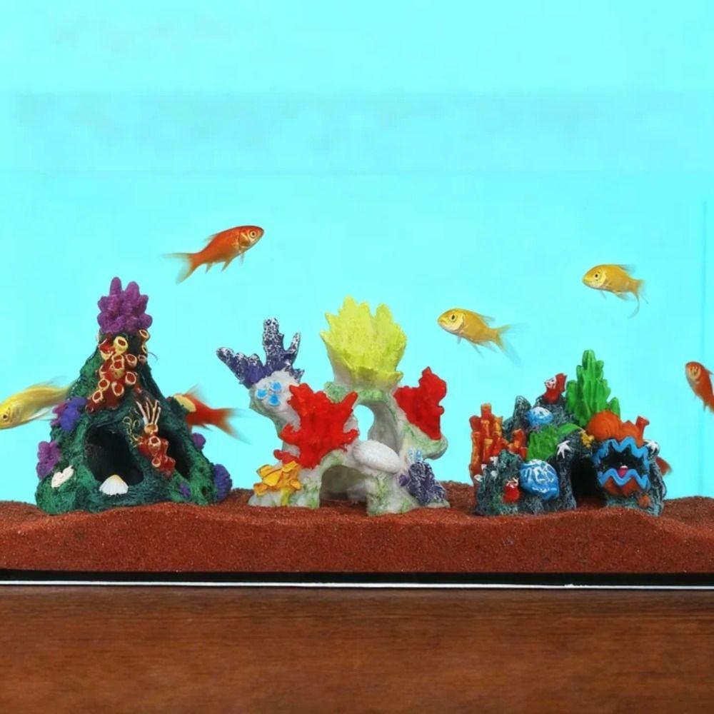 Creative Aquarium Coral Reef Ornaments Colorful Simulated Resin Rockery Aquatic Habitat