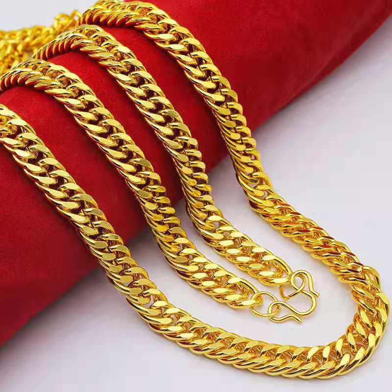 Sand Gold Collar Necklace, Thin Chain For Women, 24K Gold-Plated Copper Single/Double Wave Chain