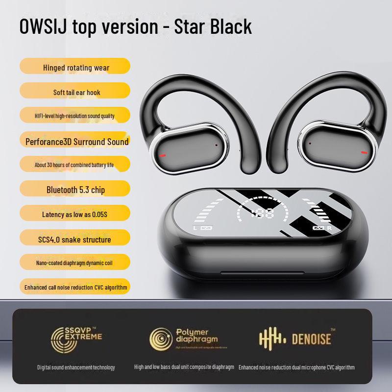 

Спортивная Bluetooth-гарнитура Douyin X91 с креплением на ухо, длительным сроком службы батареи и шумоподавлением X91 чёрный