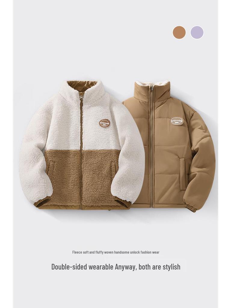 Unisex Reversible Lambswool Coat for Kids - Korean Style Winter Warmth, Double-Sided Wear, Trendy Autumn Fashion
