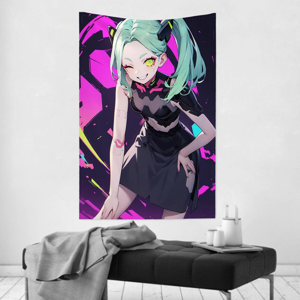 Rebecca Animated CCyberpunk Tapestry Room Decor Wall Cloth Party Hanging Background Room Decor Baby Room