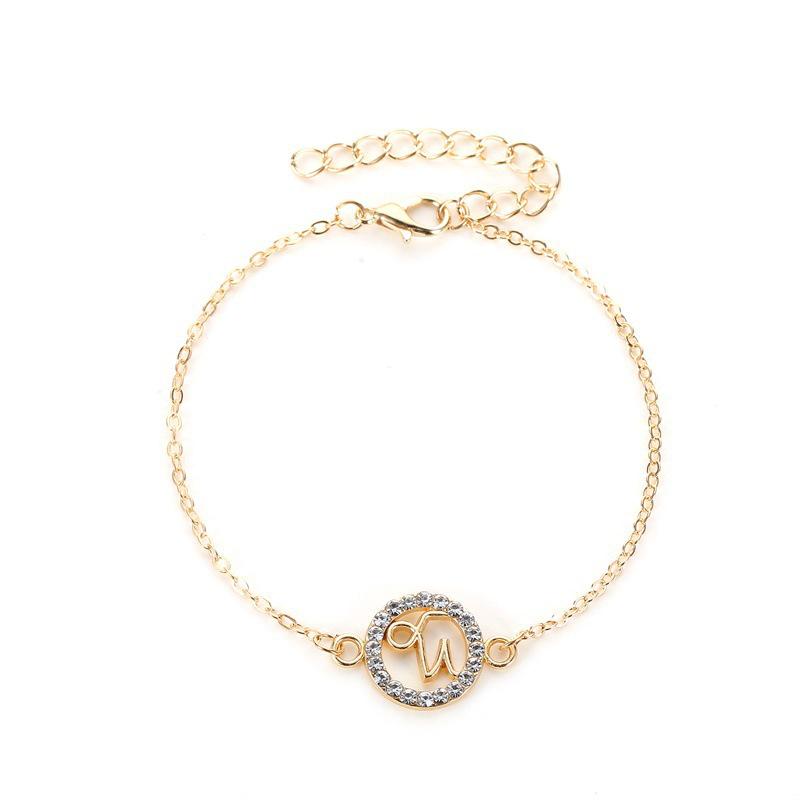 Hot-Selling Zodiac Diamond Bracelet - Stylish Round Hollow Design for Students and Couples