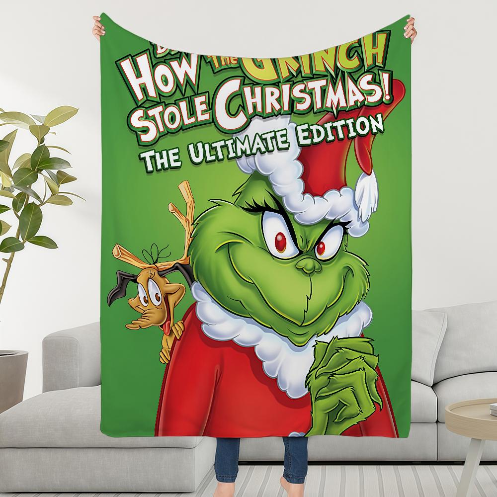 Blanket Throw Film Super Cosy Plush Living Room Christmas G-GrinchS Sofa Couch Childish Birthday The Gifts