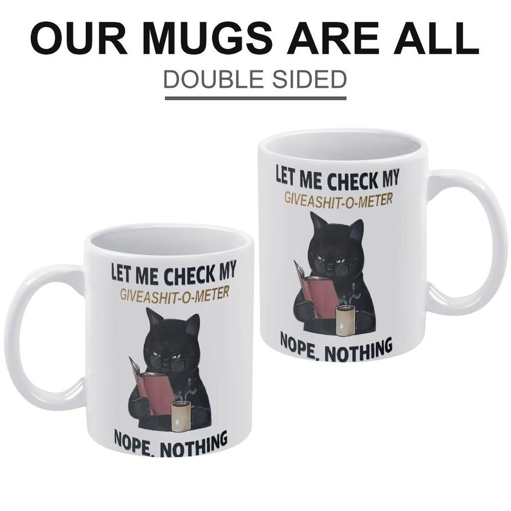 1pc 11oz White Coffee Mug, Double-Sided Printed Ceramic Cup, Smooth Rim, Dishwasher Safe, Perfect Gift for Hot Coffee Tea Milk Drinks