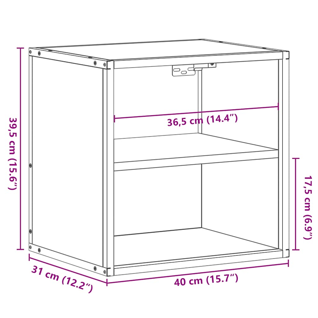 Wall Mounted Nightstand Brown Oak Effect 40 x 31 x 39.5 cm