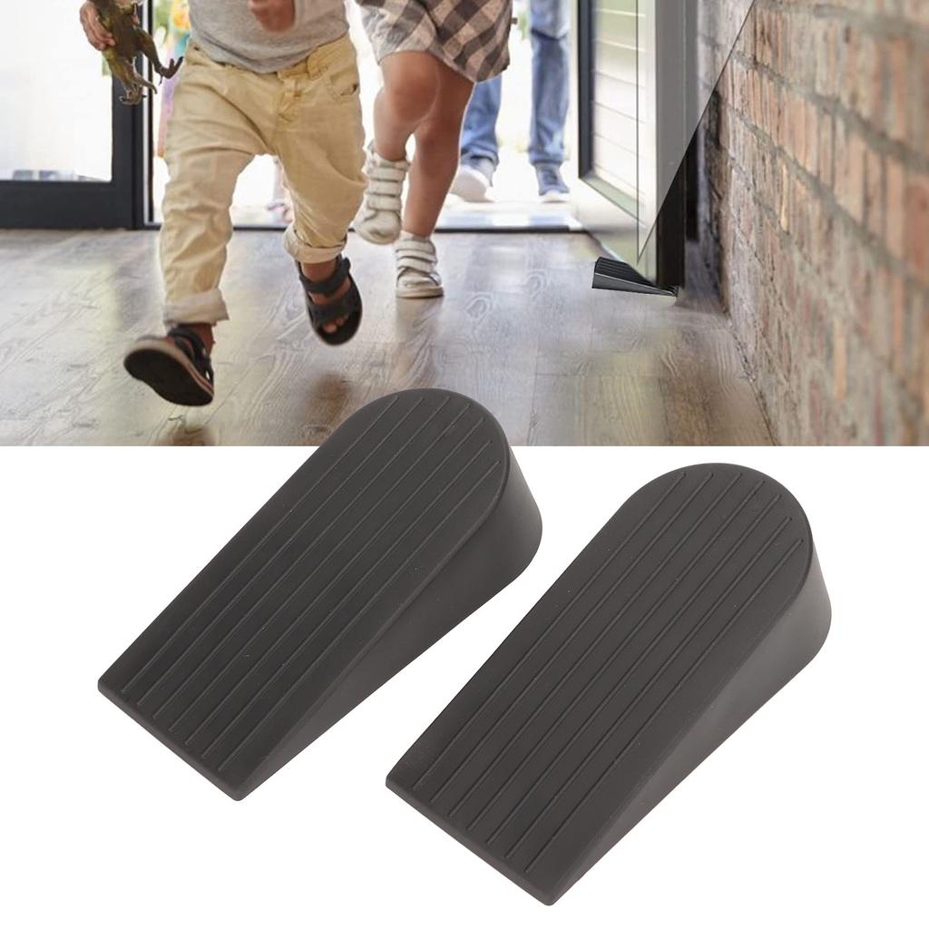 2 Pcs Door Stoppers Flexible Thick Skid Resistance Wearproof Large Black Security Door Stops for Bot
