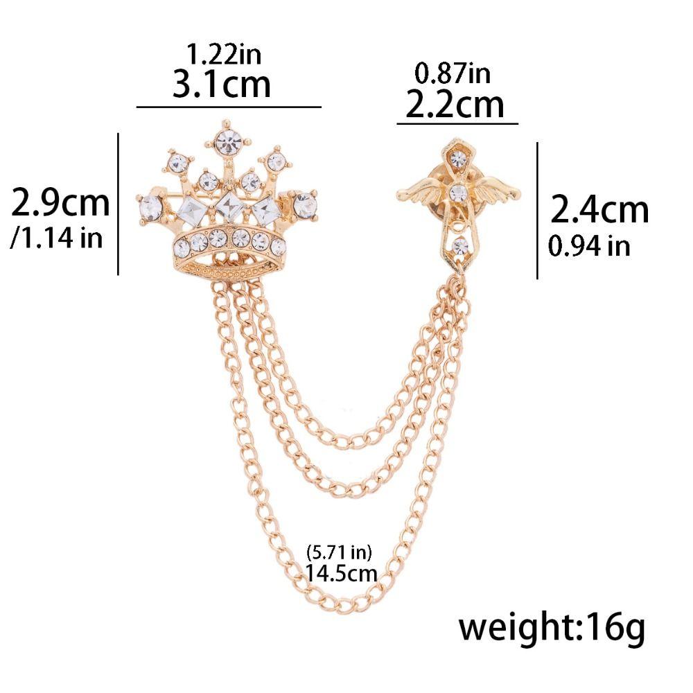 Strass-Krone Quaste Brosche Kreuz Anzug Kragen Pin Temperament Herren Brosche Männlicher Charme