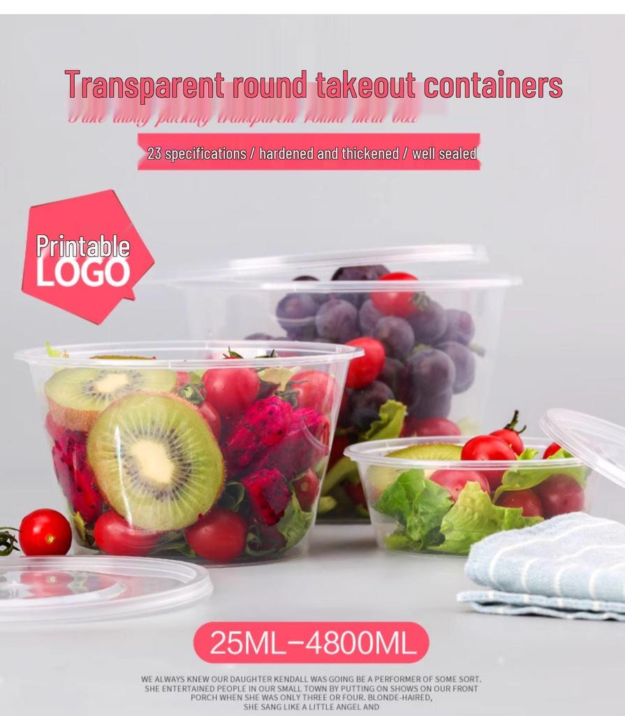 Disposable Transparent Food-Grade Round Takeaway Box for Salad, Bento, or Rice - High Temperature Resistant