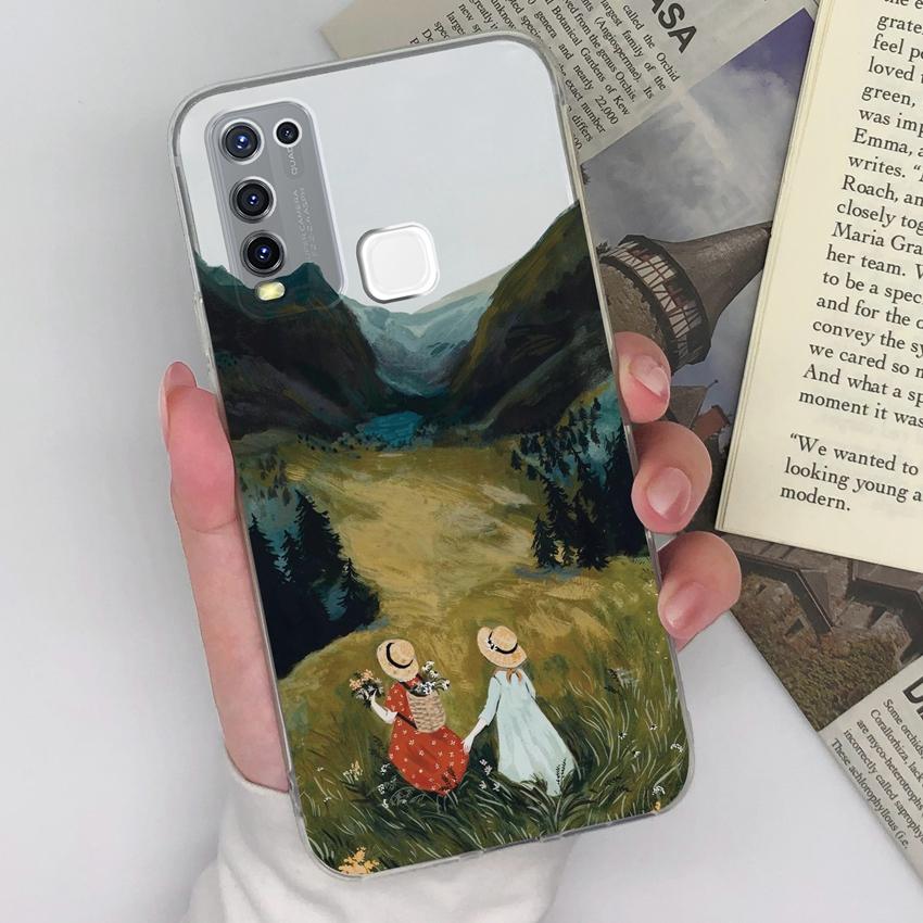 Luxuriöse transparente Linsenschutzhüllen für Vivo Y67 Y73 Y55 Y91C Y91 Y78 Y75 Y50 Hübsche Mädchenmuster Weiche Silikon Anti-Rutsch-Hülle für Vivo-Hüllen