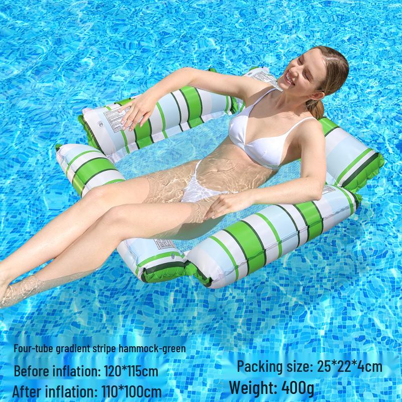 Tumbona Flotante Inflable Plegable Transfronteriza con Respaldo y Malla