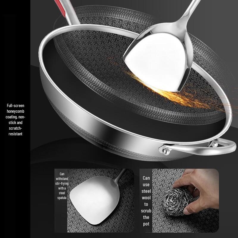 Zhishi 316 Stainless Steel Non-Stick Wok