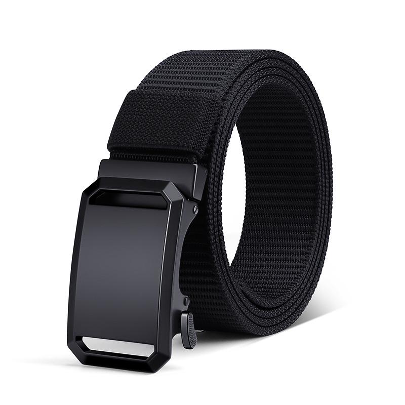 2025 Men's Ultra-Thin Holeless Automatic Buckle Canvas Nylon Leather Belt
