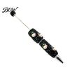Halloween Beadable Pen Rhinestone Pen, Glitter Plastic Beaded Pumpkin Ghost Skull Writing Gel Ink for DIY Craft Making, School Office Supplies Set