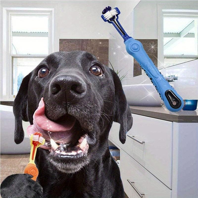 1 Adet Üç Taraflı Evcil Hayvan Diş Fırçası Üç Başlıklı Çok Açılı Diş Fırçası Kötü Nefes Tartarını Temizleme Ağız Köpek Kedi Diş Bakım Aracı