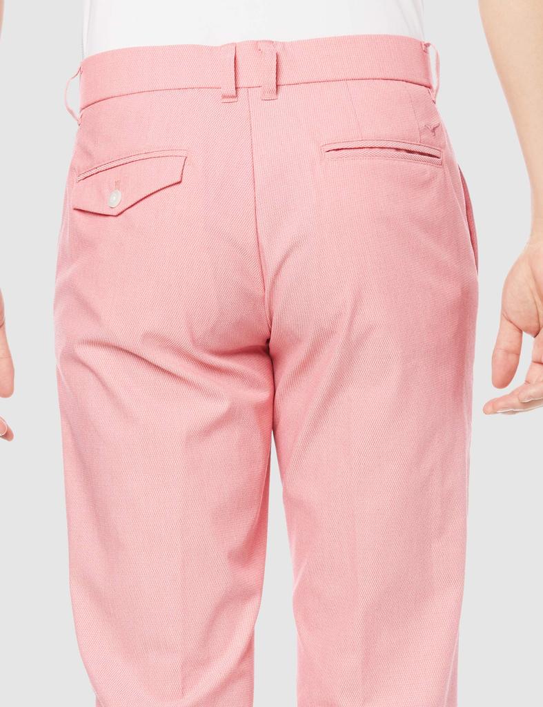 Mizuno Golf Long Chambray Cotton Elastic Concealed Zipper Tape at the Rouge Size M Men's Pants, Blend, Stretch, Waist, Pockets, Anti-Slip Back, Red,