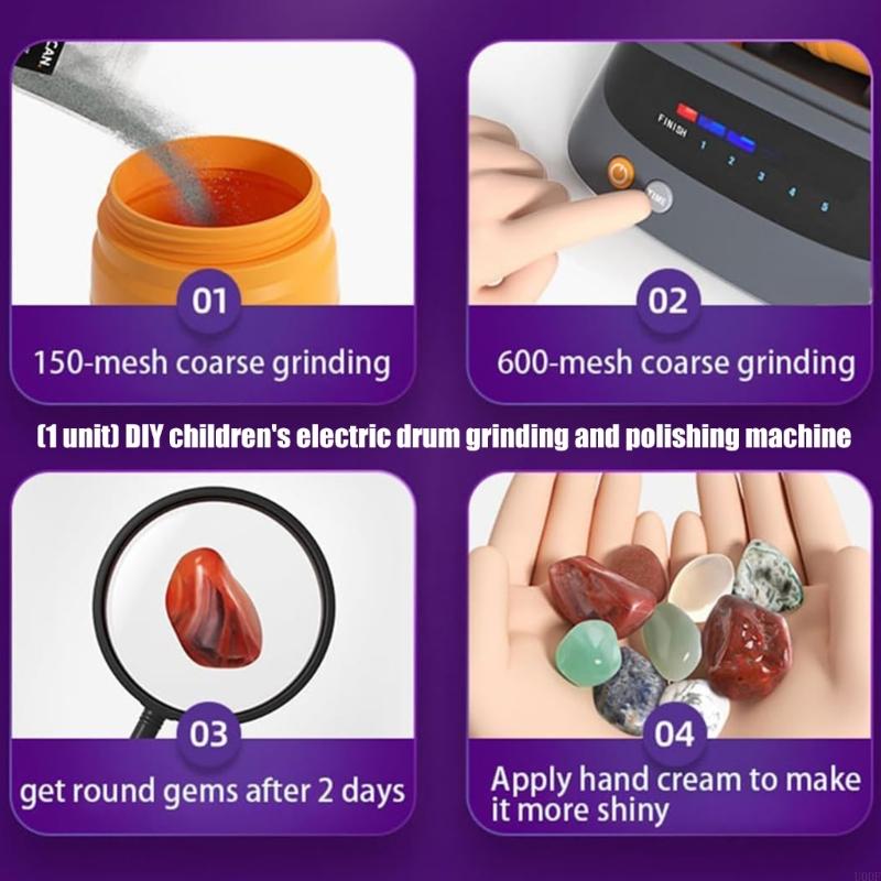 Educational DIY Stone Polishing Machine With Electric Roller For Kids Hands On
