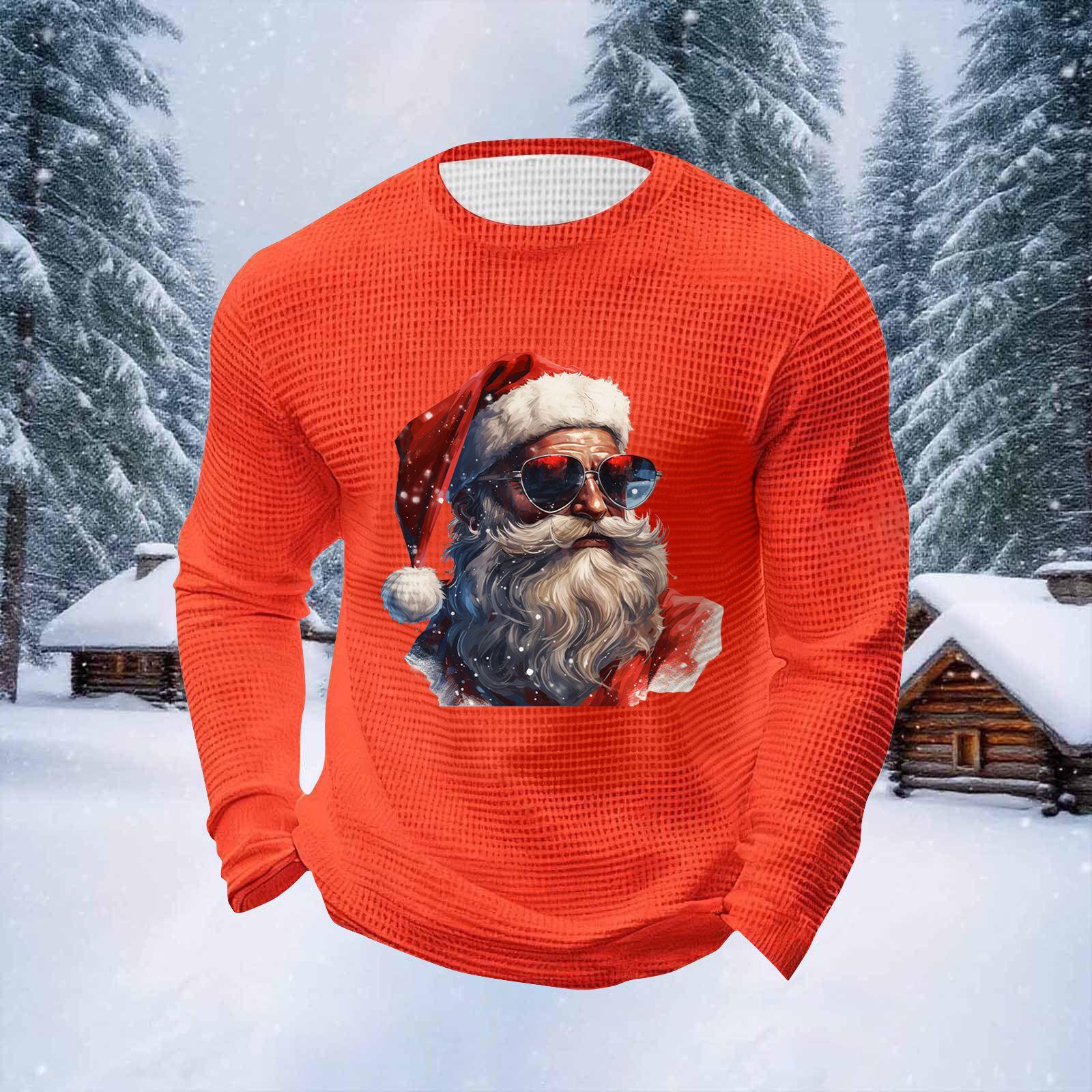 

Мужские топы с рождественским принтом, с круглым вырезом и длинными рукавами, мужские спортивные топы больших размеров в повседневном стиле с круглым вырезом L