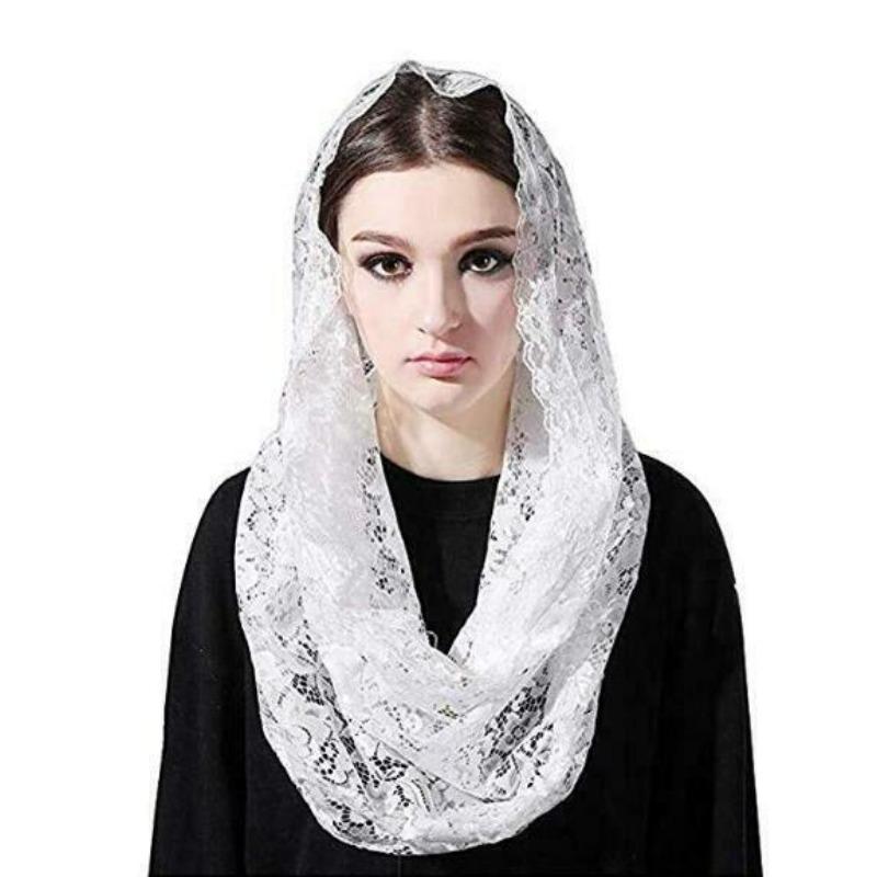 Meier Bridal Wedding Halloween Veil Embroidered Lace Headscarf Face Veil Women's Gauze Scarf