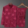 Men's Retro Ice Silk Long-Sleeved Tang Suit for Spring/Summer - Middle-Aged & Elderly Hanfu Tai Chi Outfit