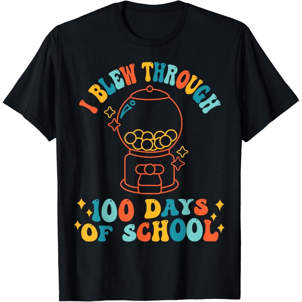 Groovy I Blew Through 100 Days of School Gumball Machine Cotton Men T Shirt 3XL