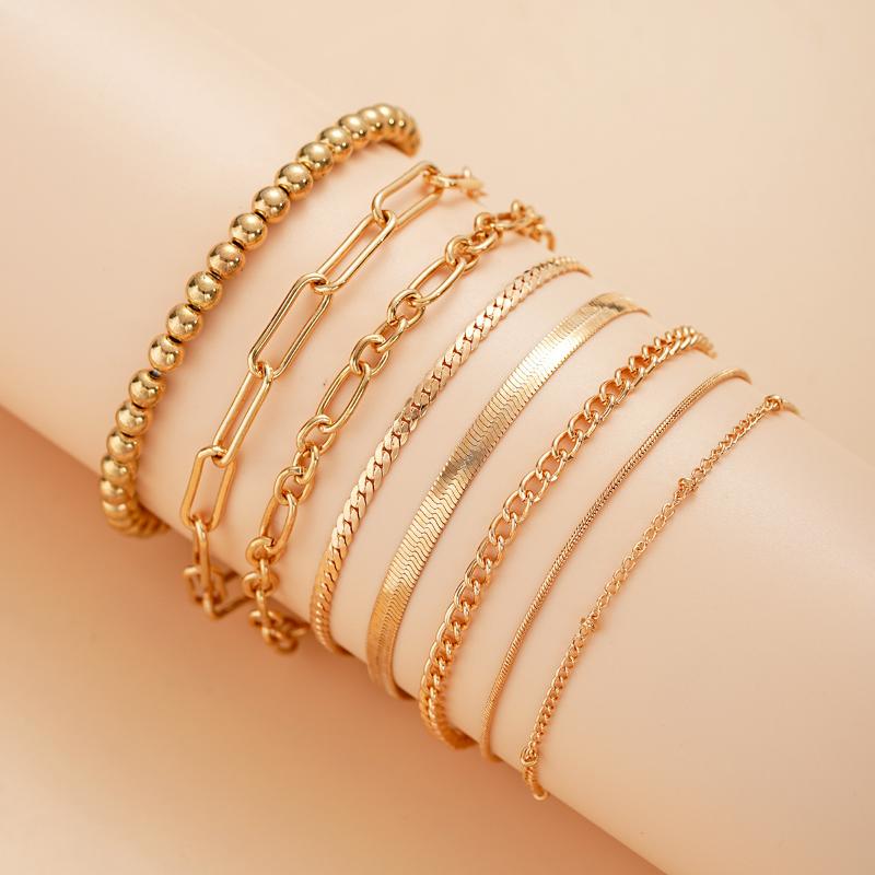 Gold Bracelets for Women Teen Girls, 14K Gold Plated Dainty Bracelets Set, Layered Chain Bracelets Pack Jewelry Gifts for Her