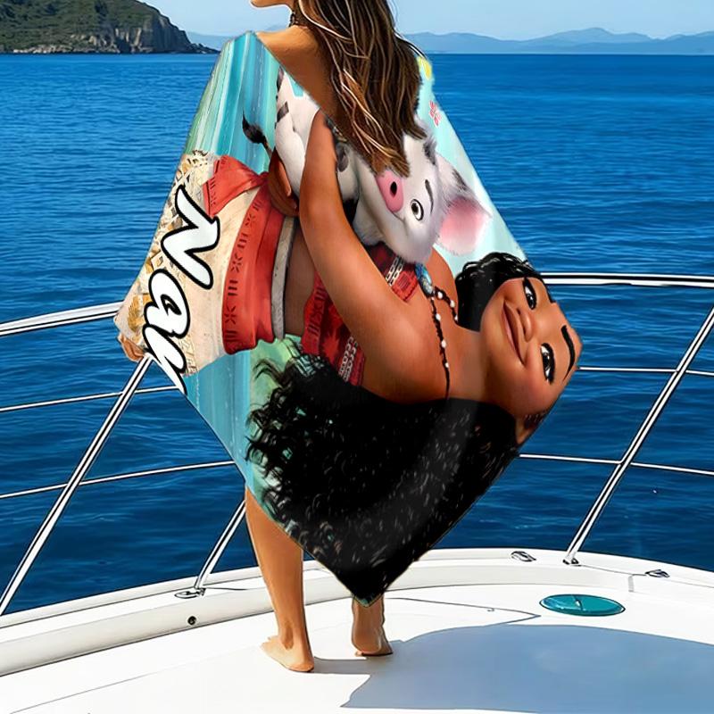 1pc Princess3 Beach Towel with Custom Name, Beach/Swimming/Bath/Picnic/Camping Towel, Suitable for Seaside Beaches