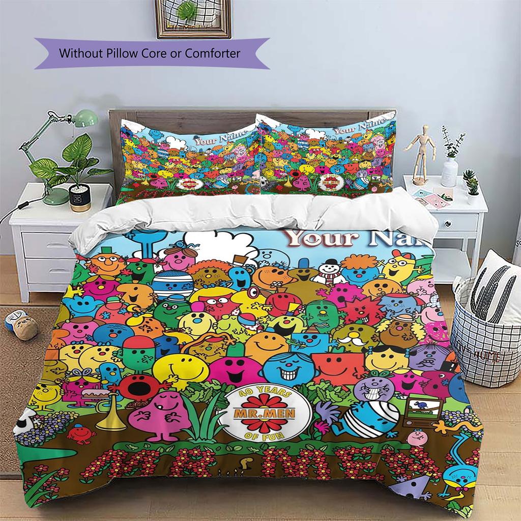 Herr. Herren Little Miss Individueller Namensmuster Bettwäsche, Steppbett Set Bettbezug Kissenbezug Zuhause Geburtstagsgeschenk(1 Bettbezug + 2 Kissenbezüge, ohne Füllung)