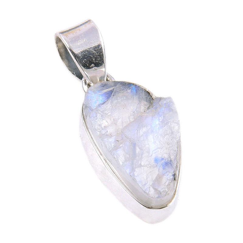 Natürlicher Regenbogen-Mondstein-Edelstein, 925er Sterling-Silber-Anhänger, 3,2 cm, j6b93