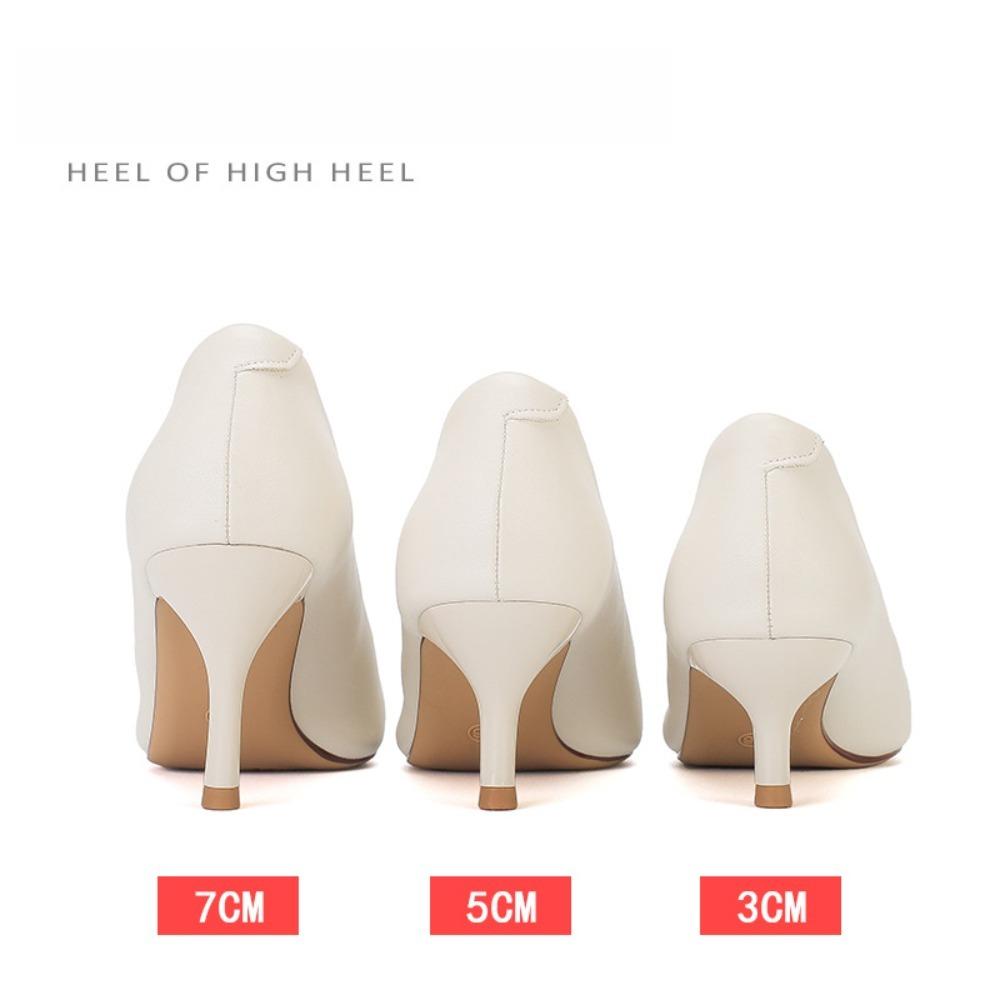 2026 Neue Damen-High Heels aus weichem Leder - Dünner Absatz Spitz zulaufende Spitze Off-White Professionelle Arbeitsschuhe, Ermüdungsfreie Füße, XCY41-Y5-8