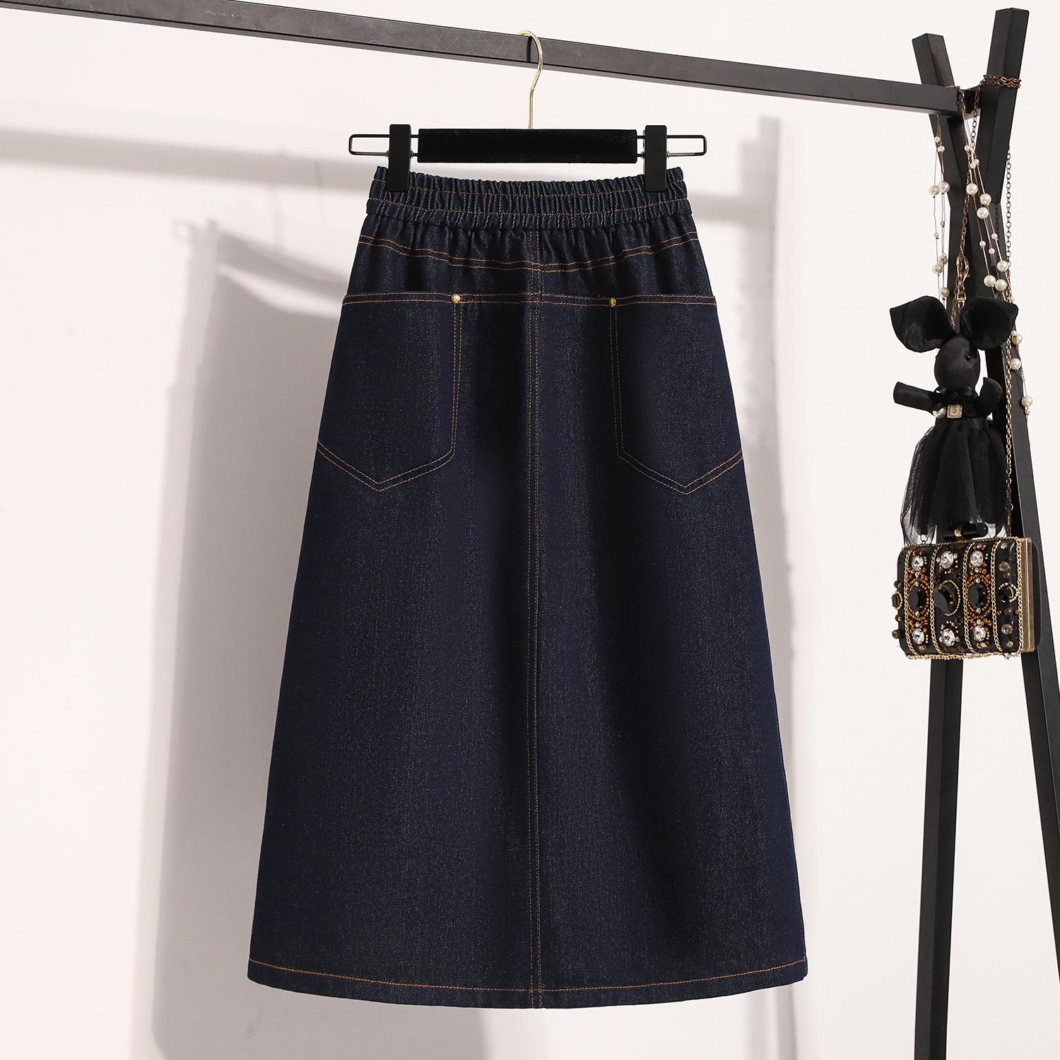 

Dimanaf 2025 Большие размеры Новые весенние джинсовые юбки женские А-силуэта модная свободная юбка с высокой талией винтажное макси 5XL темно-синий