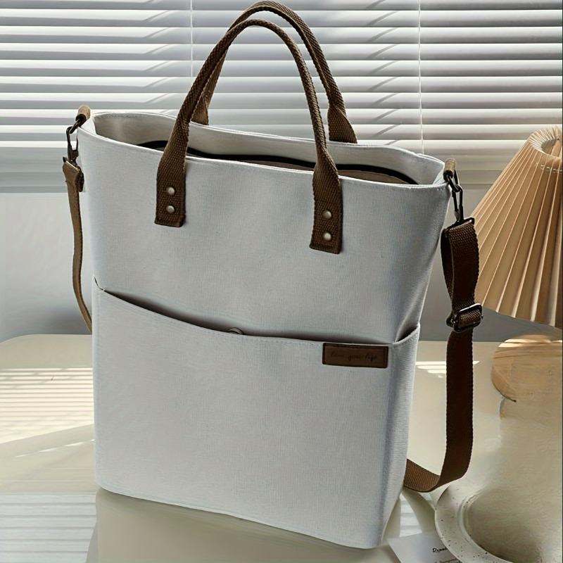 Japanese Style Thickened Nylon Tote Bag with Multi Pockets, Casual Student Laptop Shoulder Crossbody Bag Lightweight Durable