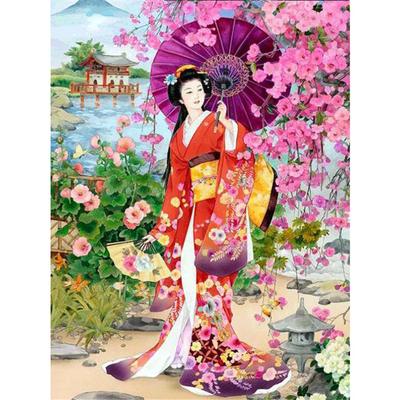 Full 5D Diy Diamond Painting Cartoon Japanese Woman Embroidery Cross Stitch Home Decor Handmade