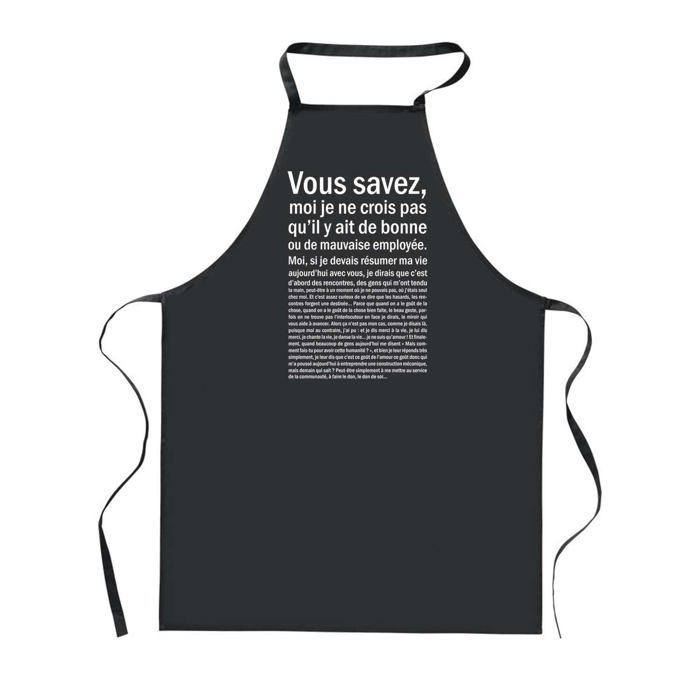 Tablier de cuisine - PLANETEE - Employée Bonne ou de mauvaise - Noir - 90x60 cm - Impression bretonne