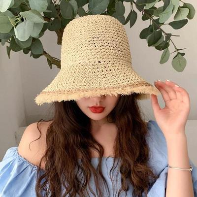 Women Straw Chinese Straw Hat UV Protection Sun Visor Beach Visors Foldable Summer Sun Hats