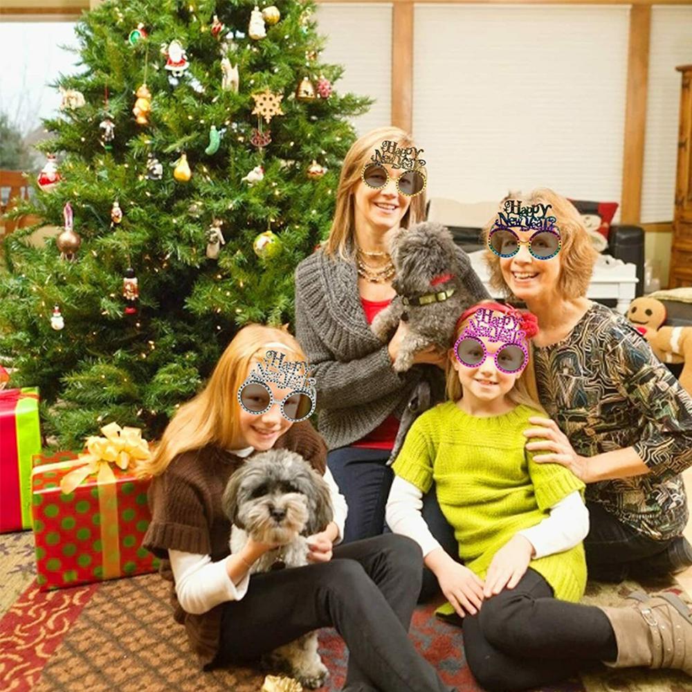 4 ks novoroční párty brýle 2022, novinka, fotobudka, rekvizity, dekorace, dětské dárky