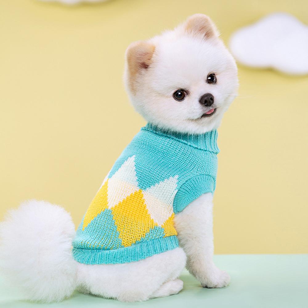 Sweet Wool Knitted Pet Dog Clothing Multi-color Puppy Dog Pullover Cute Fashion Pet Color-block Knitted Sweater Pet Supply