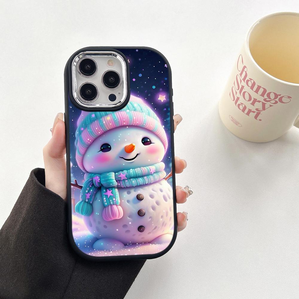 N104 Christmas Happy New Year Soft Phone Cases for Samsung S24 S23 Plus A15 A12 A35 A54 Infinix Hot40i Tecno Plating Frame Camera Protector Back Cover