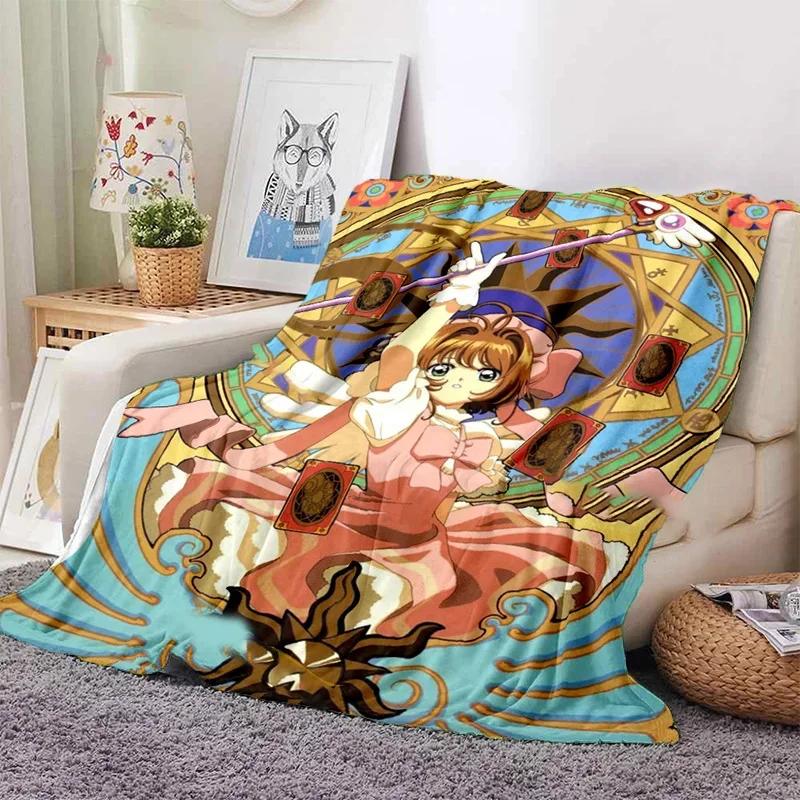 

3D Print Anime Card Captor Sakura Soft Plush Blanket, Flannel Blanket Throw Blanket for Living Room Bedroom Bed Sofa Cover 75x90cm