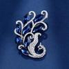 Korean Blue Crystal Phoenix Brooch: Women's Alloy Rhinestone Pin Accessory