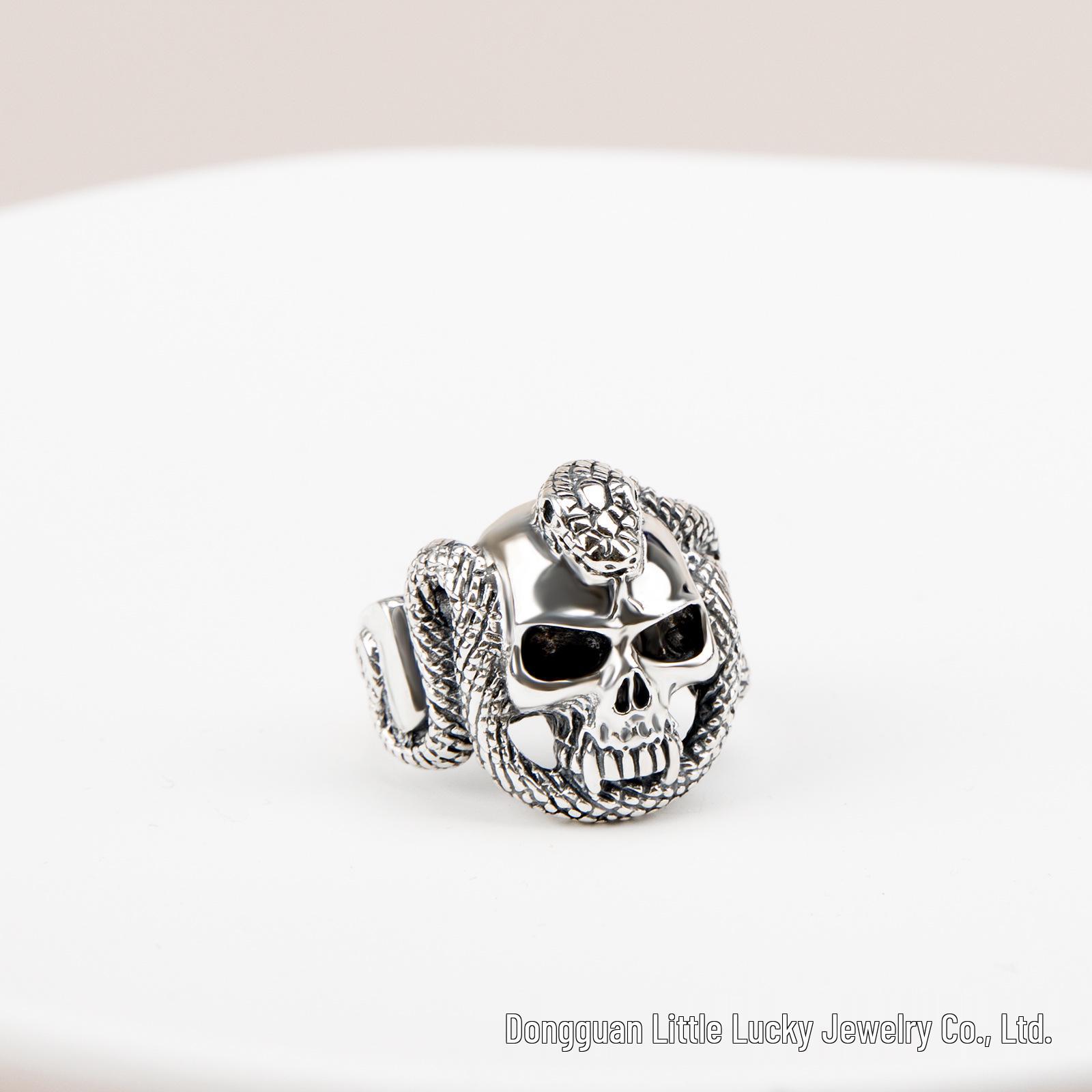 

Jade Angel S925 Sterling Silver Adjustable Skull Ring: Unisex and Versatile 925 Silver