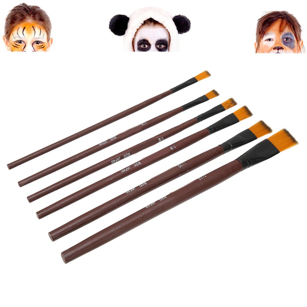 6 Stück Ölfarbenpinsel Set Aquarell Malpinsel Körperbemalung Make-up Pinsel für Halloween Party
