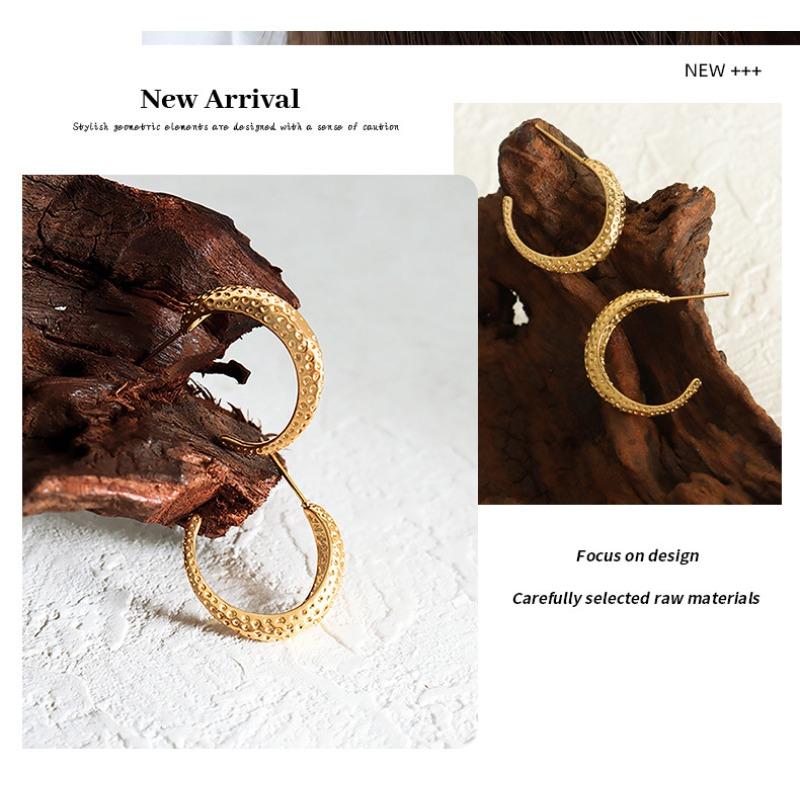 French-inspired Minimalist and Unique Earrings. Women's Stud Earrings, Titanium Steel, 18k Gold Plated Jewelry