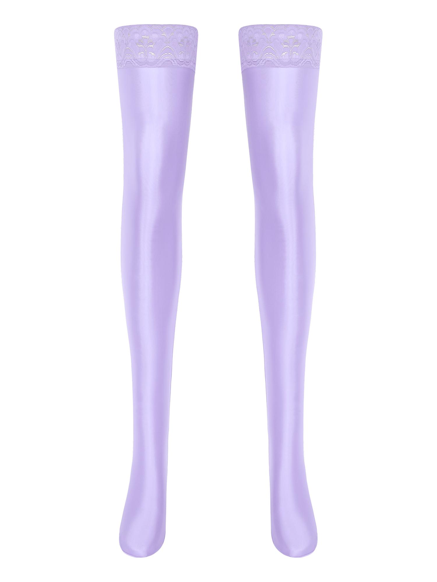 

Womens Thigh High Stockings Anti-Slip Silicone Lace Trim Party Wear One Size світло-фіолетового кольору