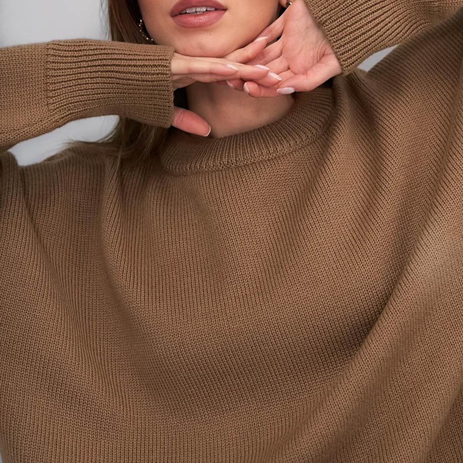 GMXIA Damen Uni Rundhals Pullover Herbst und Winter Neuer Temperament Pendler Vielseitig Lässig Rundhals Strickpullover