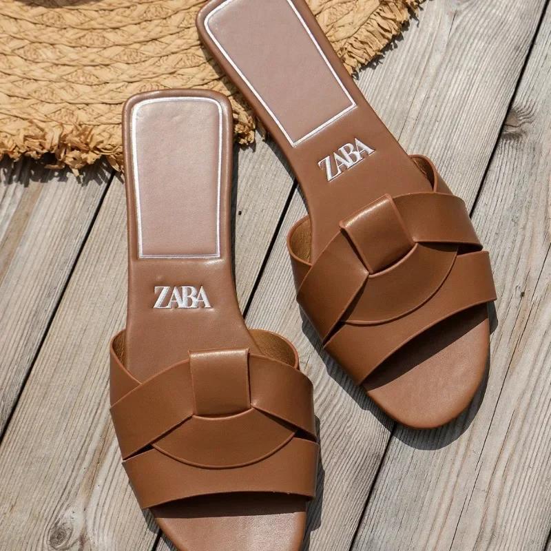Summer Sandals Simple Flip-flops Women Wear Slippers New Women's Shoes Square Head Cross Flat