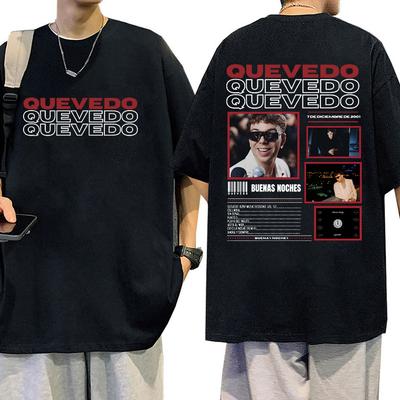Rapper QUEVEDO BUENAS NOCHES Tour 2025 Graphic T Shirts Men Hip Hop Retro Fashion Cotton Short Sleeve Tshirt Unisex Streetwear