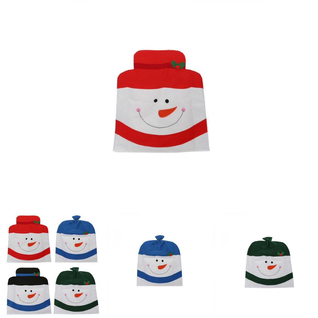 Christmas Chair Cover Set With Snowman Design For Holiday Home Decor